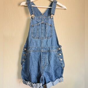 Old Navy Denim Slouchy 90s Denim Cuffed Overall Shorts Women’s Small
